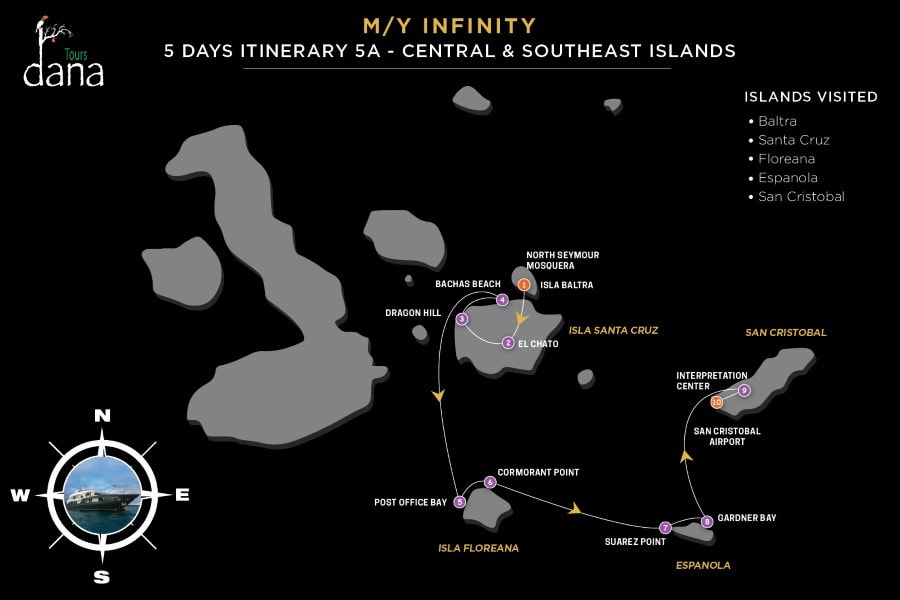 MY Infinity 5 Days itinerary 5A - Central & Southeast Islands