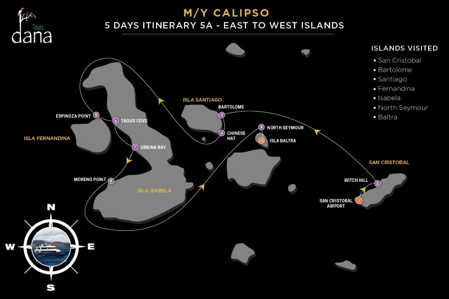 MY Calipso 5 Days Itinerary 5A - East to West Islands