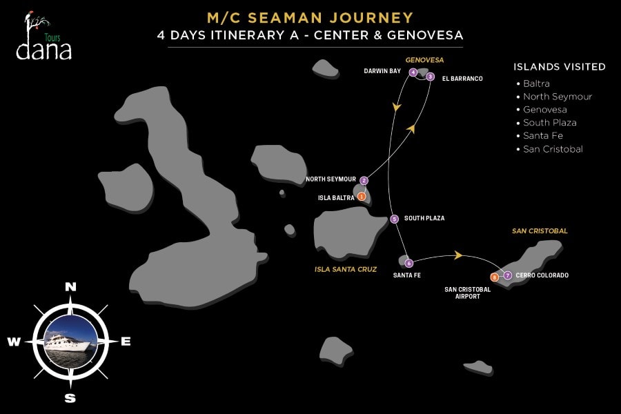 MC Seaman Journey 4 Days Itinerary A - Center & Genovesa
