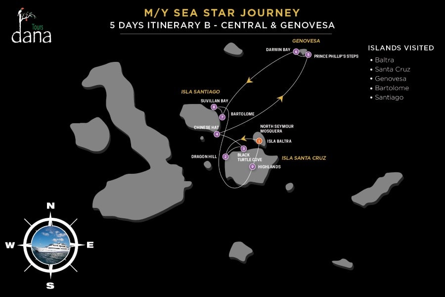 MY Sea Star Journey 5 Days Itinerary B - Central & Genovesa