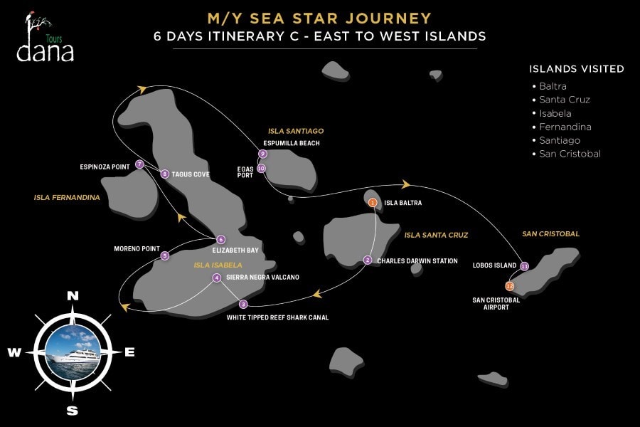 MY Sea Star Journey 6 Days Itinerary C - East to West Islands