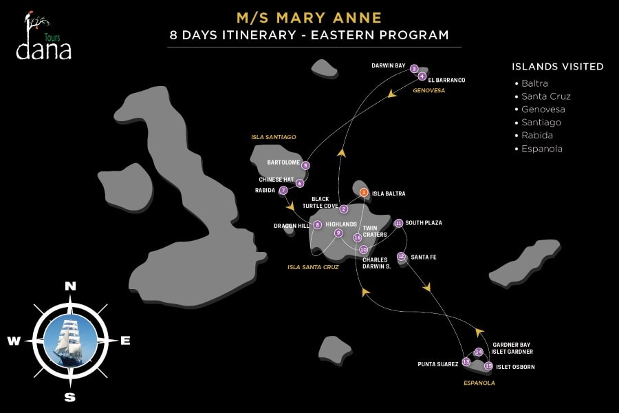 MS Mary Anne 8 Days Itinerary - Eastern Islands